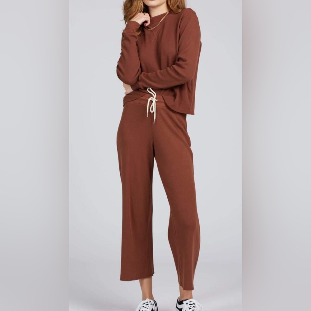 MATE the Label set loungewear thermal brown top and pants medium